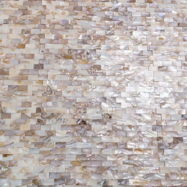 Apollo Tile Concha 11.3 in. x 11.8 in. Polished White, Beige Shell, Mother of Pearl Mosaic Wall Tile 20PK - APLSMA88BR01A