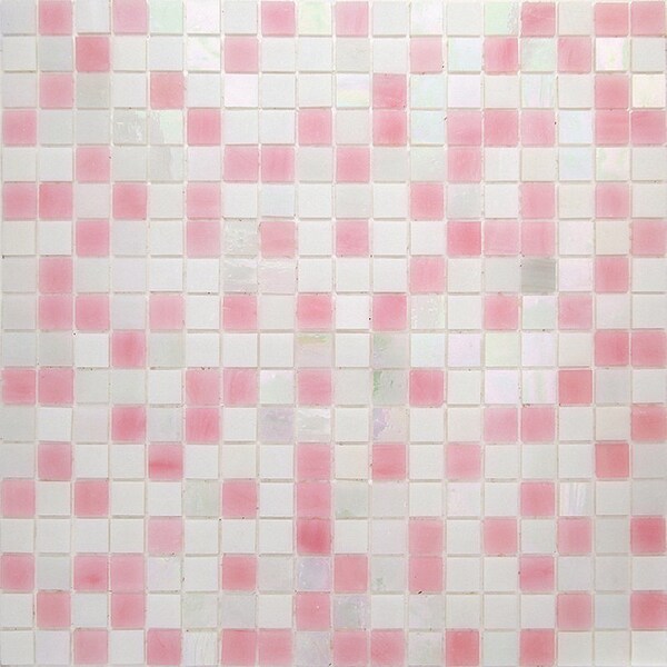Apollo Tile Mingles 11.6inx11.6in Glossy White and Soft Pink Glass Mosaic Wall Floor Tile 18.69 sqft/case, 20PK - MIX1588WH120A