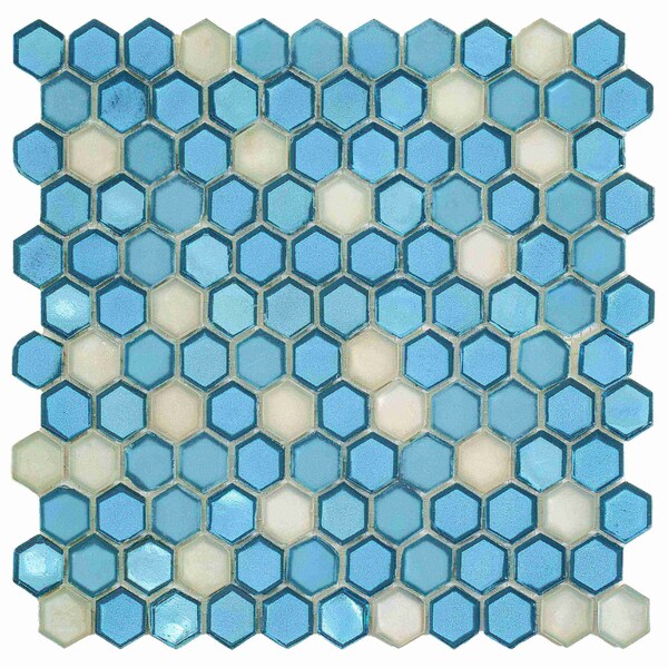 Apollo Tile Turtle Green 8.63 sq.ft 10.8 in. x11.5 in. Hexagon Glass Mosaic Tile, 10PK - APLAHX9904EC01