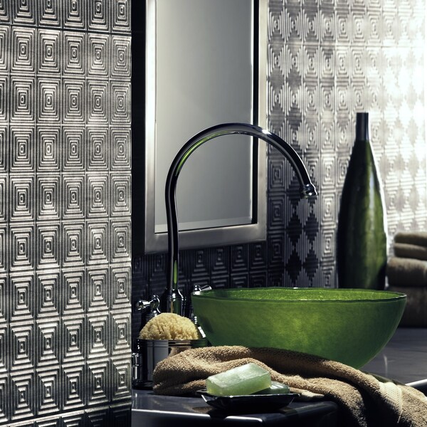 Fasade Fasade 18in x 24in Miniquattro Crosshatch Silver Backsplash Panel 5pk - PB5321