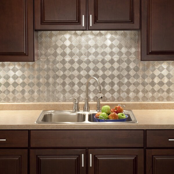 Fasade Fasade 18in x 24in Miniquattro Crosshatch Silver Backsplash Panel 5pk - PB5321