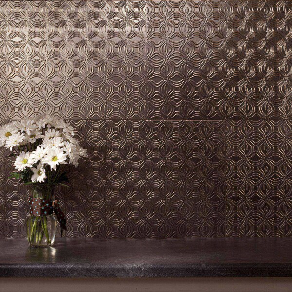 Fasade Fasade 18in x 24in Lotus Brushed Nickel Backsplash Panel 5pk - PB6329