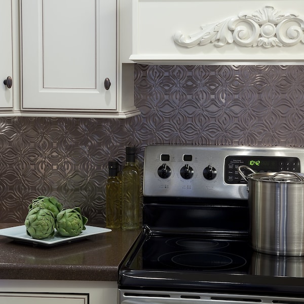 Fasade Fasade 18in x 24in Lotus Brushed Nickel Backsplash Panel 5pk - PB6329