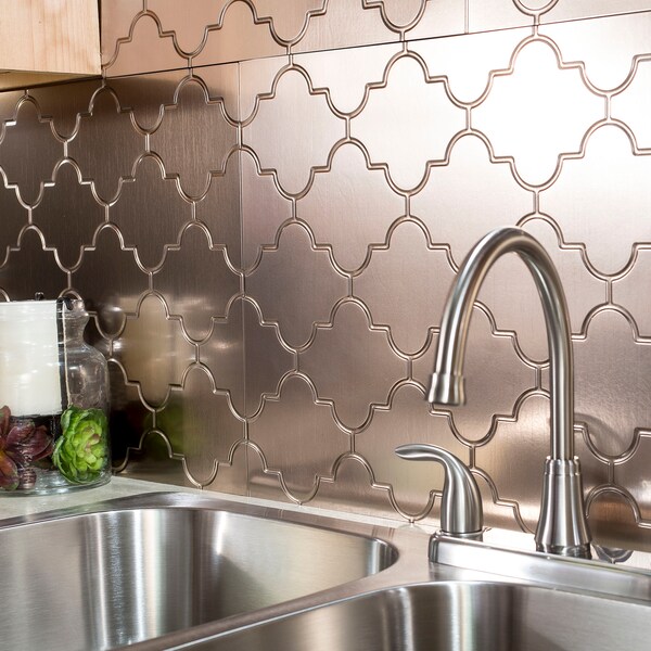 Fasade Fasade 18in x 24in Monaco Brushed Nickel Backsplash Panel 5pk - PB6829