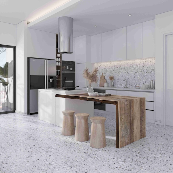 Apollo Tile 24x24 in. Honed Gray Beige Terrazzo Large Format Wall and Floor Tile 7.75 sq ft/case, 2PK - APLTRZ88GRSA