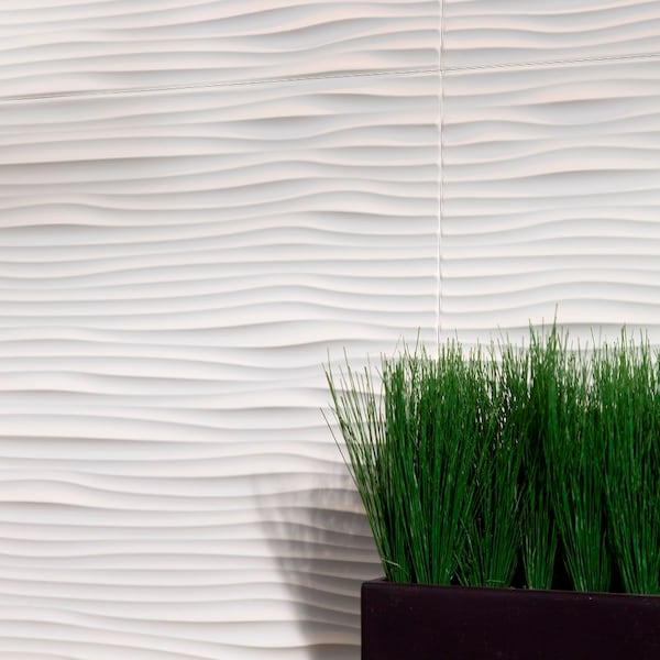 Fasade Fasade 18in x 24in Waves Gloss White Backsplash Panel 5pk - PB6500