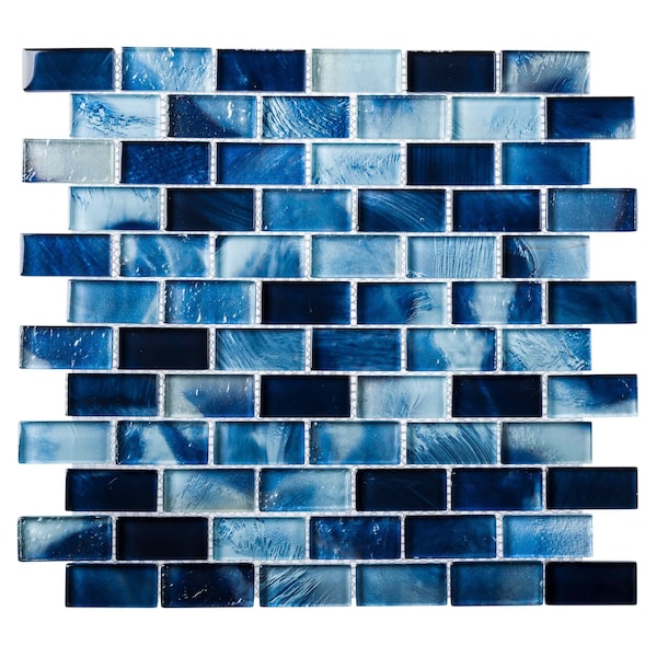 Andova Tiles SAMPLE-Bluz Cerulean 1 in. x 2 in. Glass Mosaic Wall Tile - SAM-ANDBLU965