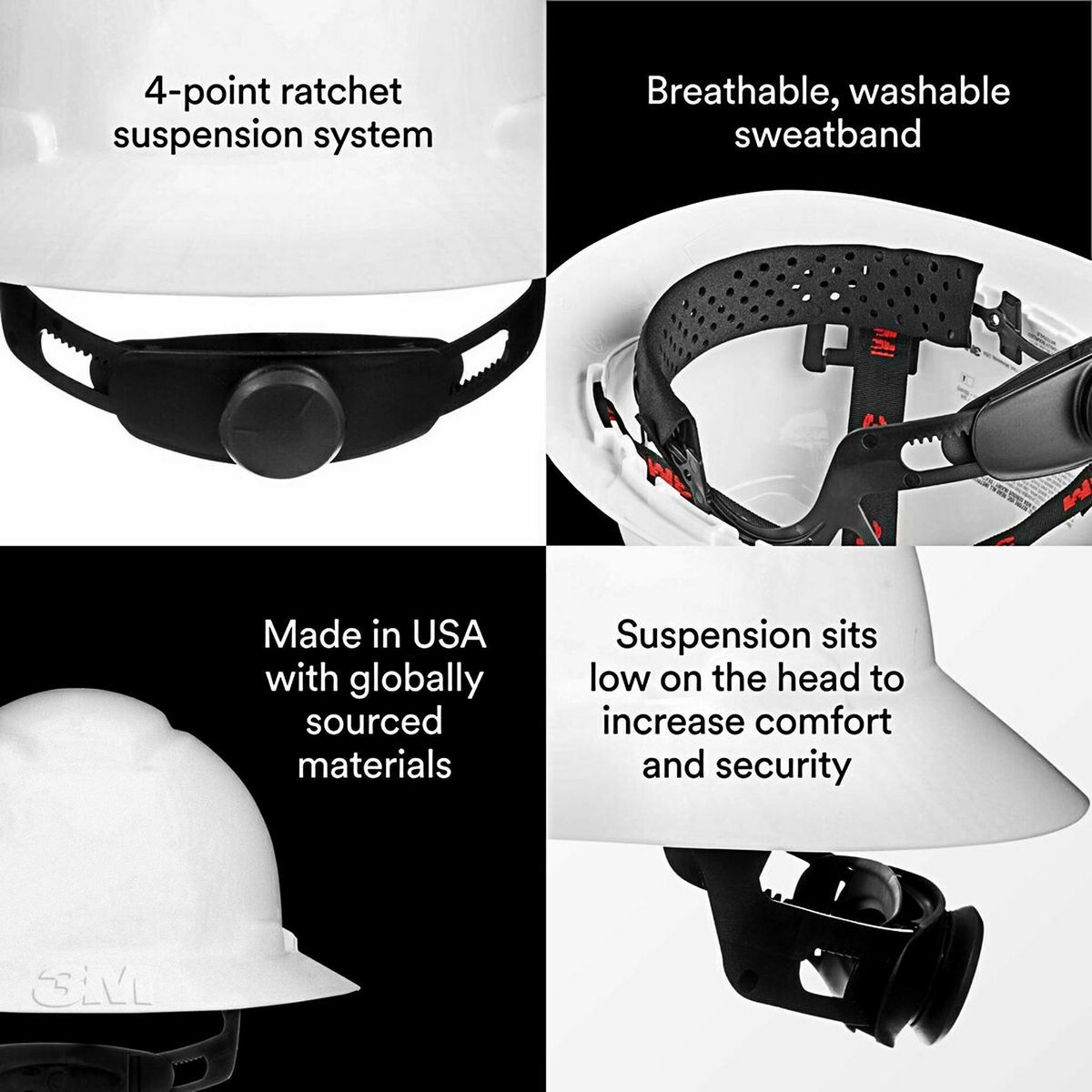 Casco duro de borde completo 3M SecureFit™ con ajuste de trinquete, blanco - 70936