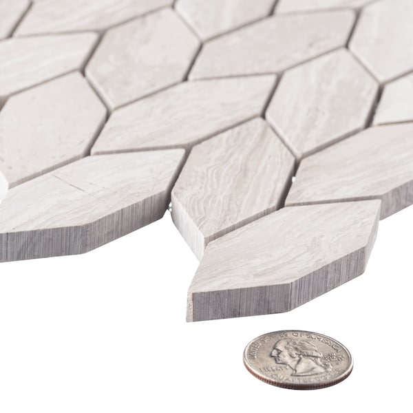 Andova Tiles SAMPLE Channing Elongated Hex  1 x 25 Marble Honeycomb Mosaic Wall  Floor Tile - SAM-ANDCHA139