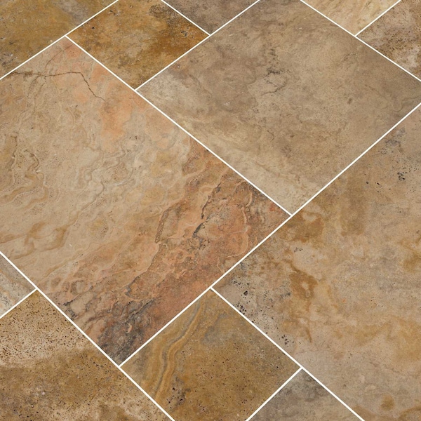 Msi Tuscany Porcelain Pattern SAMPLE Tumbled Travertine Paver Kits - ZOR-LSC-0121-SAM