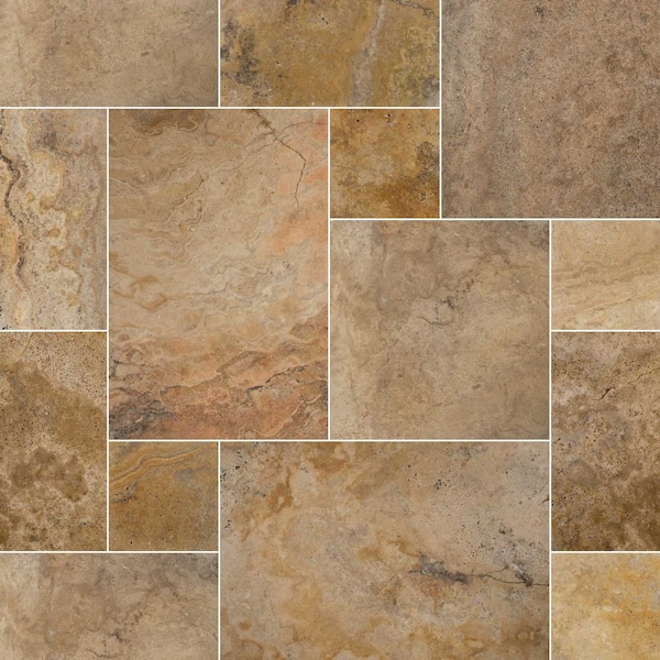Msi Tuscany Porcelain Pattern SAMPLE Tumbled Travertine Paver Kits - ZOR-LSC-0121-SAM