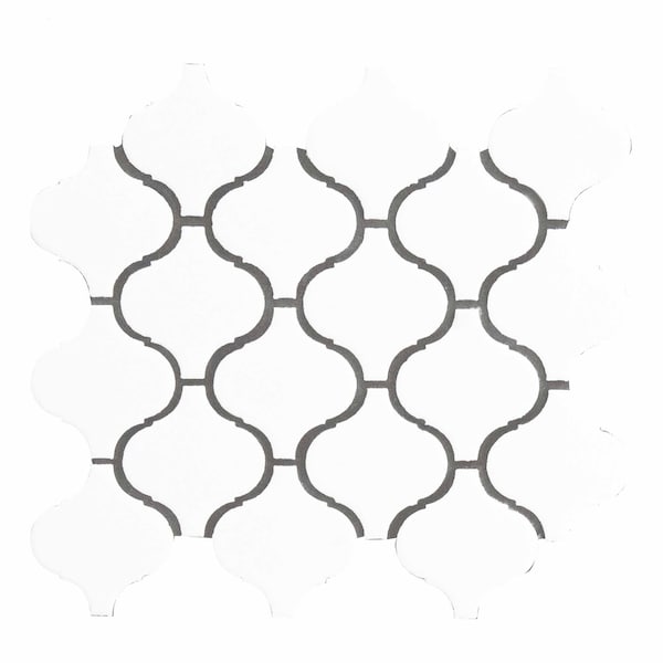 Msi Retro Bianco Arabesque SAMPLE Glazed Porcelain Mesh-Mounted Mosaic Tile - ZOR-MD-0236-SAM