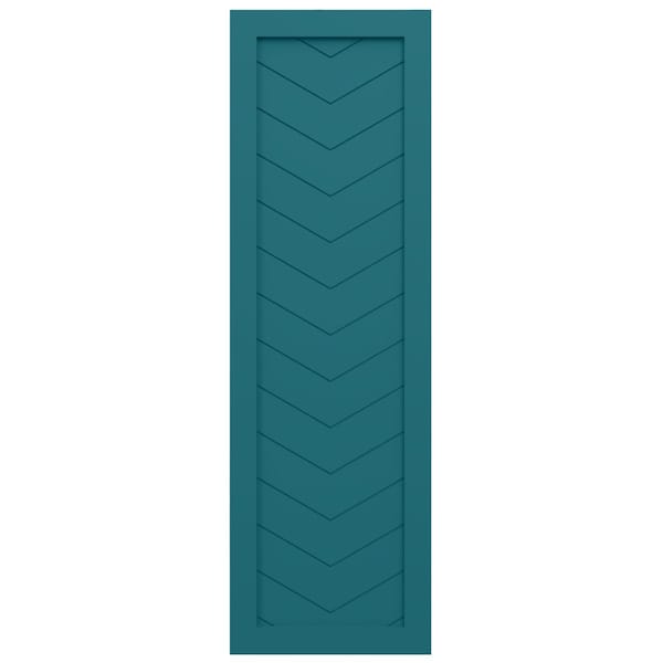 Ekena Millwork True Fit PVC Single Panel Chevron Modern Style Fixed Mount Shutters, Antigua, 12W x 72H, PR - TFP001CV12X072AN