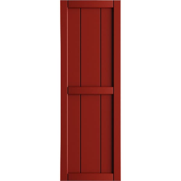 Ekena Millwork True Fit PVC, Two Board Framed Board-n-Batten Shutters, Fire Red, 10 3/4W x 45H, PR - TFP101BF11X045BR