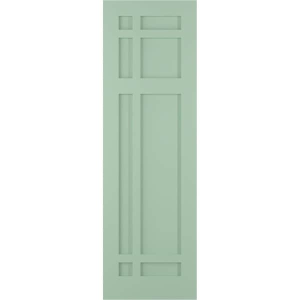 Ekena Millwork True Fit PVC San Juan Capistrano Mission Style Fixed Mount Shutters, Seaglass, 15W x 52H, PR - TFP001SJ15X052SG