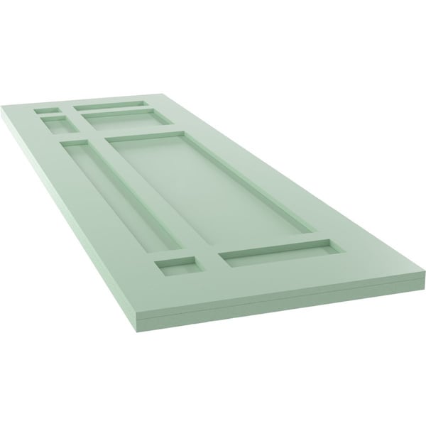 Ekena Millwork True Fit PVC San Juan Capistrano Mission Style Fixed Mount Shutters, Seaglass, 15W x 52H, PR - TFP001SJ15X052SG