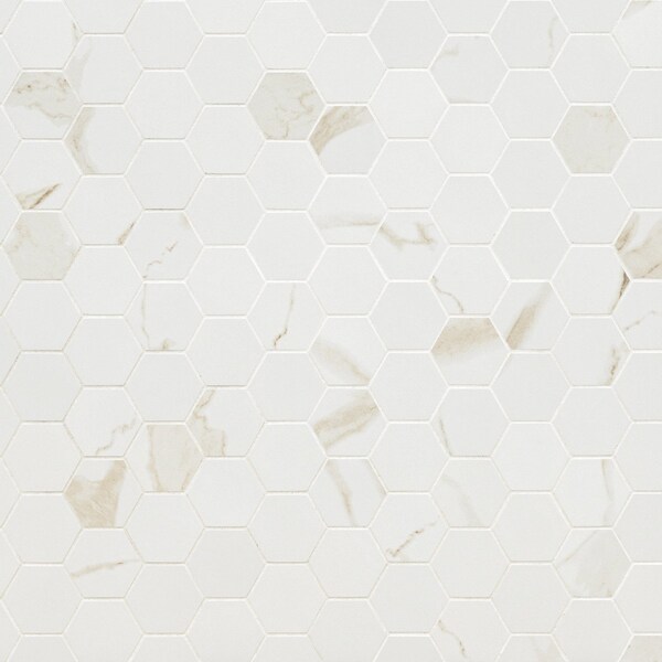 Msi Eden Calacatta 2 In X 2 In. Matte Porcelain Hexagon Floor & Wall Tile, 8PK - ZOR-PT-0634