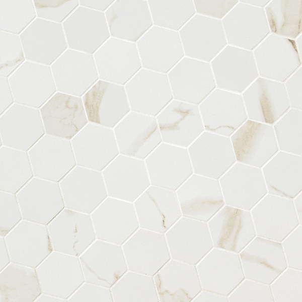 Msi Eden Calacatta 2 In X 2 In. Matte Porcelain Hexagon Floor & Wall Tile, 8PK - ZOR-PT-0634