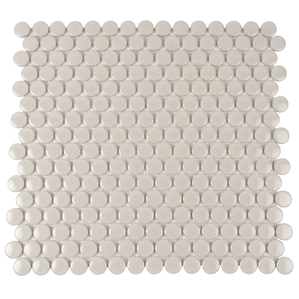 Apollo Tile Cirkel 11.46 in. x 12.4 in. Glossy Gray Porcelain Mosaic Wall and Floor Tile 9.87 sqft/case, 10PK - ORB8808GRGA