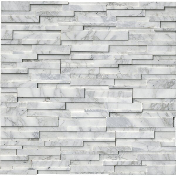 Msi Calacatta Cressa 3D Ledger Panel 6 In. X 24 In. Honed Marble Wall Tile, 6PK - ZOR-PNL-0022