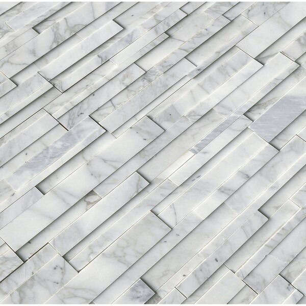 Msi Calacatta Cressa 3D Ledger Panel 6 In. X 24 In. Honed Marble Wall Tile, 6PK - ZOR-PNL-0022