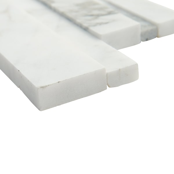 Msi Calacatta Cressa 3D Ledger Panel 6 In. X 24 In. Honed Marble Wall Tile, 6PK - ZOR-PNL-0022