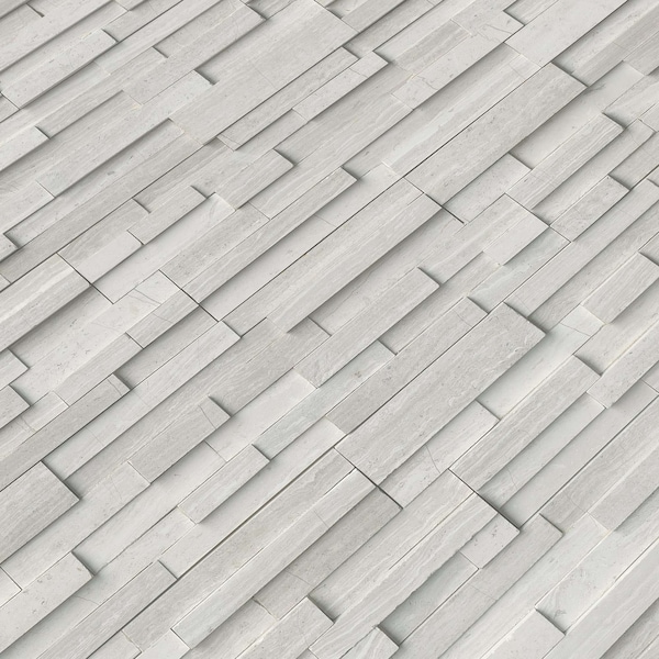 Msi White Oak 3D Ledger Panel 6 In. X 24 In. Honed Marble Wall Tile, 6PK - ZOR-PNL-0044