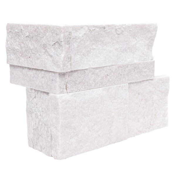 Msi Arctic White Splitface Ledger Corner 9'' x 18'' Quartzite Wall Tile, 4PK - ZOR-PNL-0149