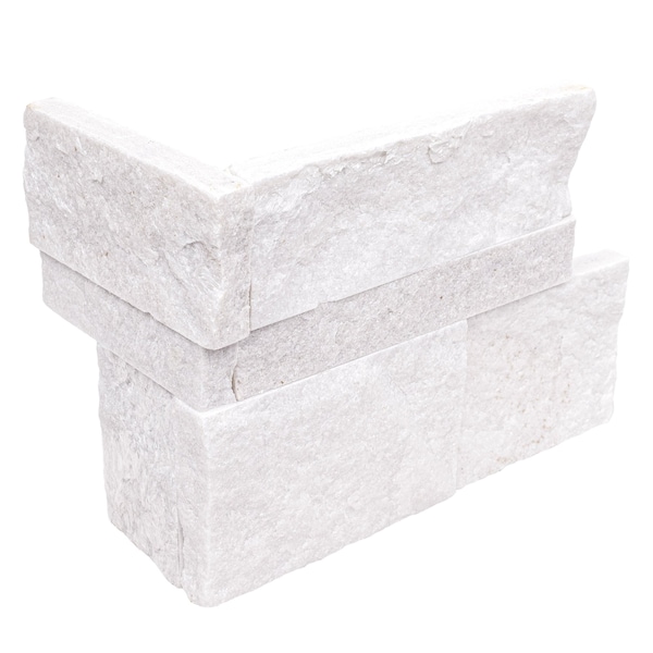 Msi Arctic White Splitface Ledger Corner 9'' x 18'' Quartzite Wall Tile, 4PK - ZOR-PNL-0149