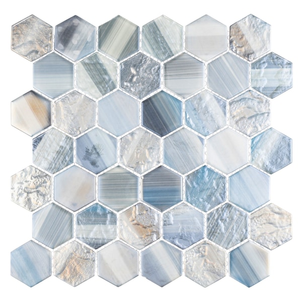 Andova Tiles SAMPLE- Rochelle 2 in. Hex Glass Mosaic Wall Tile - SAM-ANDROC1007