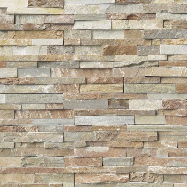 Msi Golden White Splitface Ledger Corner 6 In. X 18 In. Natural Quartzite Wall Tile, 4PK - ZOR-PNL-0058