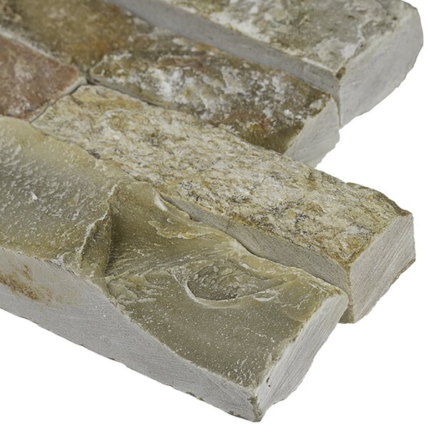 Msi Golden White Splitface Ledger Corner 6 In. X 18 In. Natural Quartzite Wall Tile, 4PK - ZOR-PNL-0058