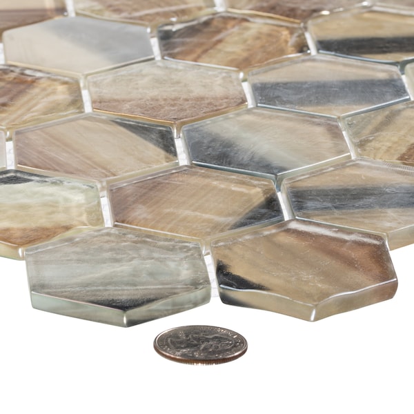Andova Tiles SAMPLE- Rochelle 2 in. Hex Glass Mosaic Wall Tile - SAM-ANDROC1006