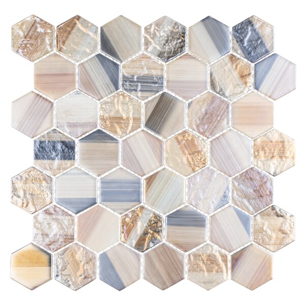 Andova Tiles SAMPLE- Rochelle 2 in. Hex Glass Mosaic Wall Tile - SAM-ANDROC1006