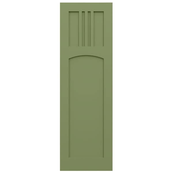 Ekena Millwork True Fit PVC San Miguel Mission Style Fixed Mount Shutters, Moss Green, 15W x 43H, PR - TFP001SM15X043MG