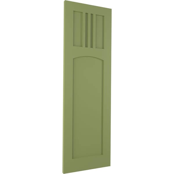 Ekena Millwork True Fit PVC San Miguel Mission Style Fixed Mount Shutters, Moss Green, 15W x 43H, PR - TFP001SM15X043MG
