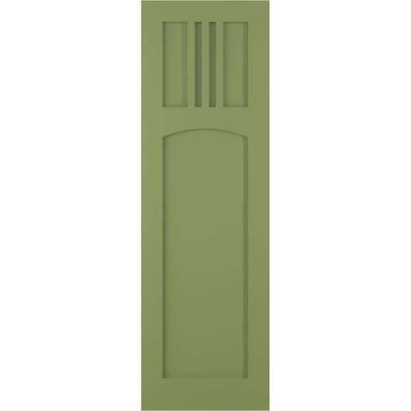 Ekena Millwork True Fit PVC San Miguel Mission Style Fixed Mount Shutters, Moss Green, 15W x 43H, PR - TFP001SM15X043MG