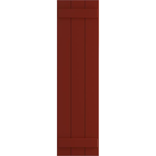 Ekena Millwork True Fit PVC Three Board Joined Board-n-Batten Shutters, Pepper Red, 16 1/8W x 37H, PR - TFP101BBF16X037MR