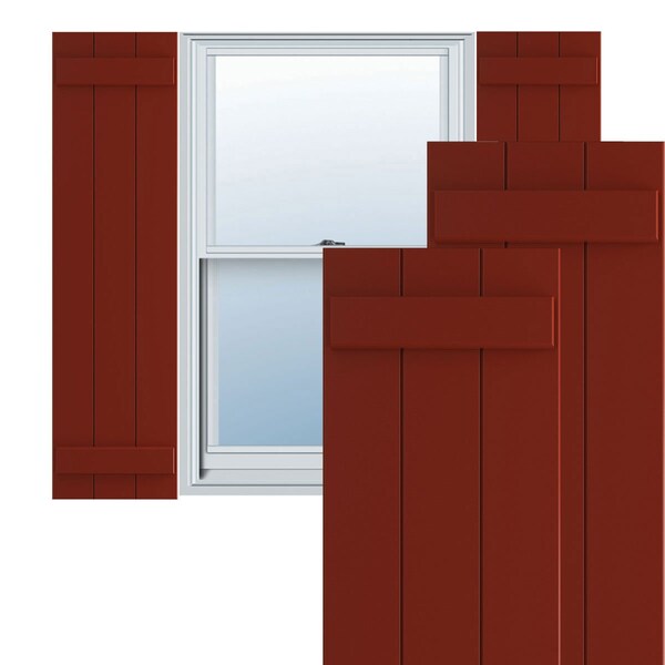 Ekena Millwork True Fit PVC Three Board Joined Board-n-Batten Shutters, Pepper Red, 16 1/8W x 37H, PR - TFP101BBF16X037MR