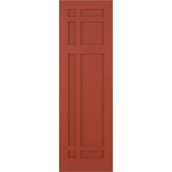 Ekena Millwork True Fit PVC San Juan Capistrano Mission Style Fixed Mount Shutters, Colorful Leaves, 12W x 50H, PR - TFP001SJ12X050CL
