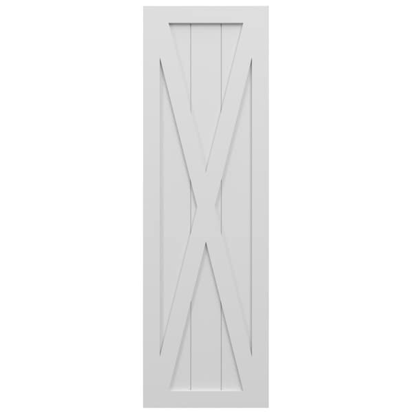 Ekena Millwork True Fit PVC Single X-Board Farmhouse Fixed Mount Shutters, White, 12W x 77H, PR - TFP001FH12X077WH