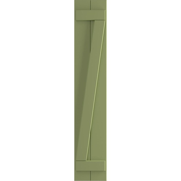 Ekena Millwork True Fit PVC Two Board Joined Board-n-Batten Shutters w/Z-Bar, Moss Green , 10 3/4W x 40H, PR - TFP102BBF11X040MG