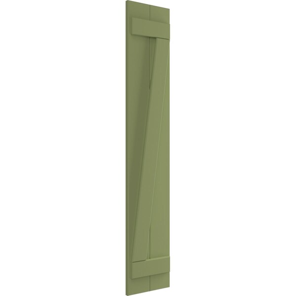 Ekena Millwork True Fit PVC Two Board Joined Board-n-Batten Shutters w/Z-Bar, Moss Green , 10 3/4W x 40H, PR - TFP102BBF11X040MG