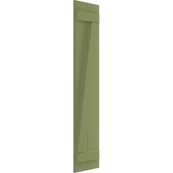 Ekena Millwork True Fit PVC Two Board Joined Board-n-Batten Shutters w/Z-Bar, Moss Green , 10 3/4W x 40H, PR - TFP102BBF11X040MG