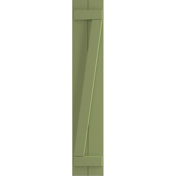 Ekena Millwork True Fit PVC Two Board Joined Board-n-Batten Shutters w/Z-Bar, Moss Green , 10 3/4W x 40H, PR - TFP102BBF11X040MG
