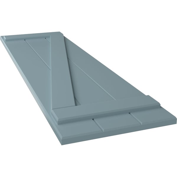 Ekena Millwork True Fit PVC Three Board Joined Board-n-Batten Shutters w/Z-Bar, Peaceful Blue , 16 1/8W x 54H, PR - TFP102BBF16X054SB