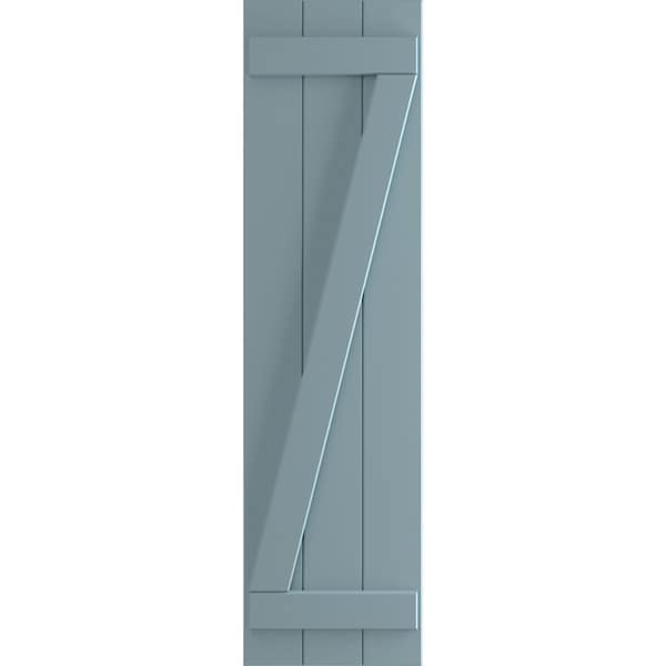 Ekena Millwork True Fit PVC Three Board Joined Board-n-Batten Shutters w/Z-Bar, Peaceful Blue , 16 1/8W x 54H, PR - TFP102BBF16X054SB