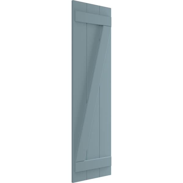 Ekena Millwork True Fit PVC Three Board Joined Board-n-Batten Shutters w/Z-Bar, Peaceful Blue , 16 1/8W x 54H, PR - TFP102BBF16X054SB