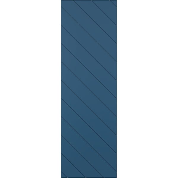 Ekena Millwork 18W x 30H True Fit PVC Diagonal Slat Modern Style Fixed Mount Shutters, Sojourn Blue, PR - TFP001DG18X030HB