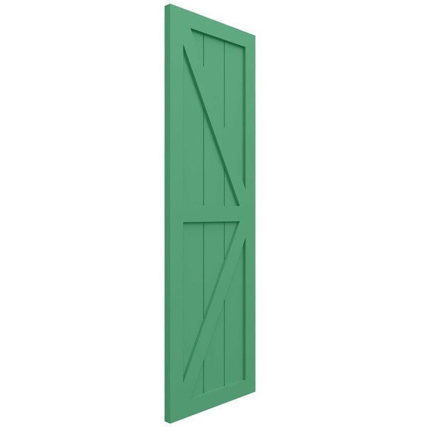 Ekena Millwork True Fit PVC Two Equal Panel Farmhouse Fixed Mount Shutters w/ Z-Bar, Lilly Pads , 12W x 53H, PR - TFP102FH12X053LP